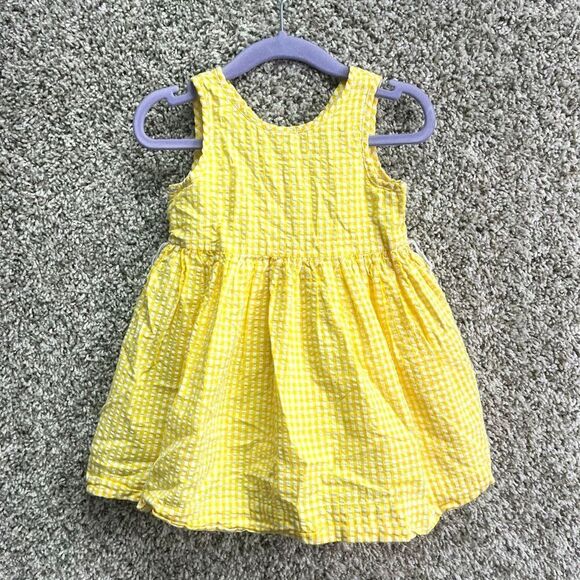 Ralph Lauren Dress Baby 12M Yellow & White Gingham Plaid Sleeveless Button Down - Picture 1 of 5